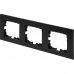 Рамка для розеток и выключателей Lexman Виктория плоская, 3 поста, цвет чёрный, SM-17919734
