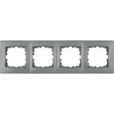 Рамка для розеток и выключателей Lexman Виктория сферическая, 4 поста, цвет матовое серебро, SM-17919831
