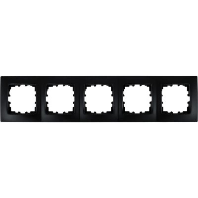 Рамка для розеток и выключателей Lexman Виктория сферическая, 5 постов, цвет чёрный бархат матовый, SM-17920006