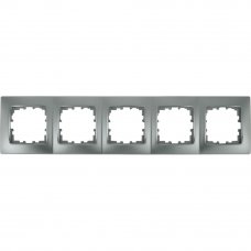 Рамка для розеток и выключателей Lexman Виктория сферическая, 5 постов, цвет матовое серебро