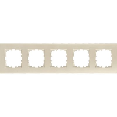 Рамка для розеток и выключателей Lexman Виктория плоская, 5 постов, цвет жемчужно-белый, SM-17920073