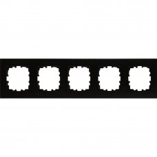 Рамка для розеток и выключателей Lexman Виктория плоская, 5 постов, цвет черный бархат матовый