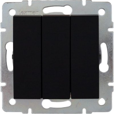 Выключатель встраиваемый Lexman Виктория 3 клавиши, цвет черный бархат матовый, SM-17920532