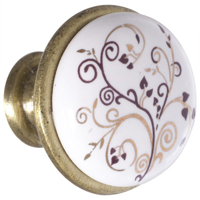 Ручка-кнопка Kerron с фарфором цвет бронза, SM-18236388