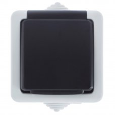 Розетка накладная LK Studio Aqua с заземлением, с крышкой, IP54, цвет серый