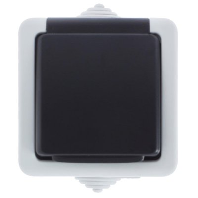 Розетка накладная LK Studio Aqua с заземлением, с крышкой, IP54, цвет серый, SM-18264400
