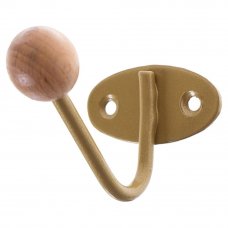 Крючок-вешалка с деревянным шариком КВД-1, цвет золото