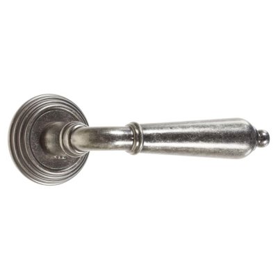 Ручки дверные на розетке EDS-V203 AGED, цвет серебро, SM-18743321