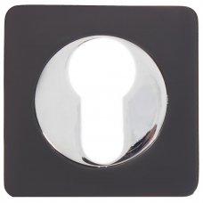 Накладка квадратная на цилиндр RENZ, цвет чёрный/хром