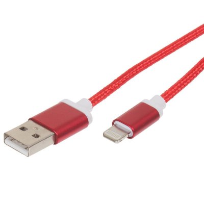 Кабель Oxion USB Lightning 8-pin 1.5 м, цвет красный, SM-18873361