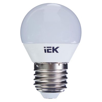 Лампа светодиодная IEK «Шар» G45, E27, 7 Вт, 230 В, 4000 К, свет холодный белый, SM-81944920