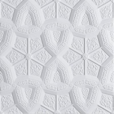 Плитка потолочная бесшовная полистирол белая Формат Лувр 50 x 50 см 2 м², SM-81945406