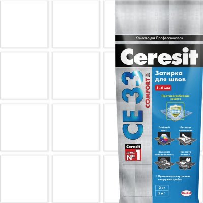 Затирка для узких швов Ceresit CE 33 «Comfort», ширина шва 2-6 мм, 2 кг, сталь, цвет белый, SM-82040405
