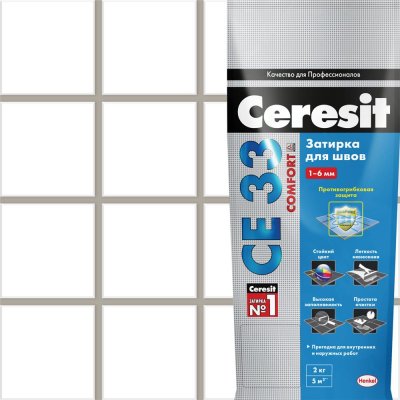 Затирка для узких швов Ceresit CE 33 «Comfort», ширина шва 2-6 мм, 2 кг, сталь, цвет серый, SM-82040407