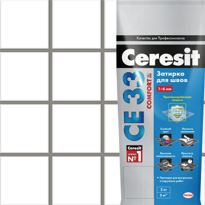 Затирка для узких швов Ceresit CE 33 «Comfort», ширина шва 2-6 мм, 2 кг, сталь, цвет антрацит, SM-82040425