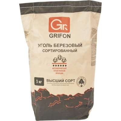Уголь древесный берёзовый Grifon, 3 кг., SM-82054231