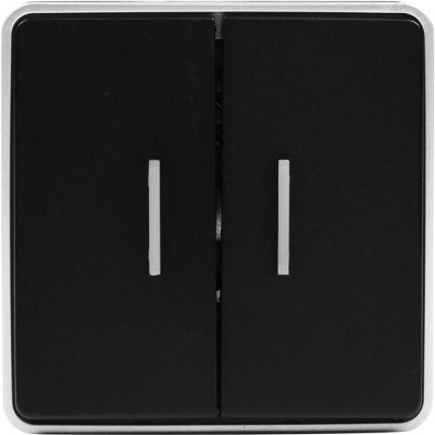 Выключатель накладной Werkel Gallant 2 клавиши с подсветкой, цвет чёрный с серебром, SM-82063370