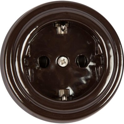 Розетка накладная Electraline Bironi Ретро с заземлением, керамика, цвет коричневый, SM-82063845