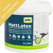 Краска для колеровки для стен и потолков Jobi «Mattlatex», прозрачная база C, 1 л