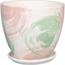 Горшок цветочный Помпадур ø12 h11 см v0.8 л керамика бежевый/розовый/мятный