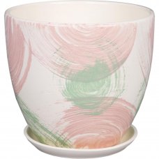 Горшок цветочный Помпадур ø15 h13.5 см v1.5 л керамика бежевый/розовый/мятный