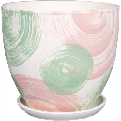 Горшок цветочный Помпадур ø22 h20 см v4.8 л керамика бежевый/розовый/мятный, SM-82116427