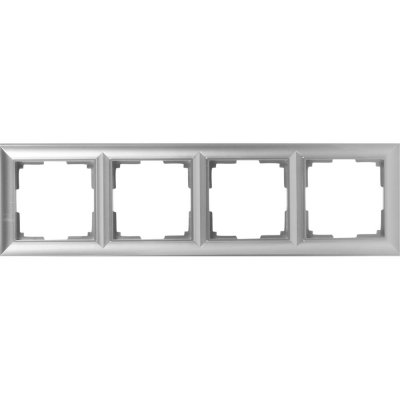 Рамка для розеток и выключателей Werkel Fiore 4 поста, цвет серебряный, SM-82125352