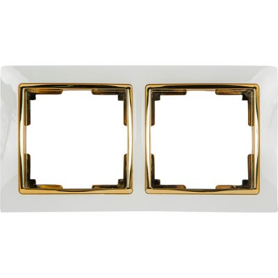 Рамка для розеток и выключателей Werkel Snabb 2 поста, цвет белый/золото, SM-82125364