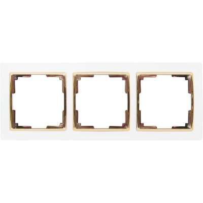 Рамка для розеток и выключателей Werkel Snabb 3 поста, цвет белый/золото, SM-82125366