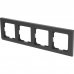 Рамка для розеток и выключателей Werkel Stark 4 поста, цвет чёрный матовый, SM-82125381