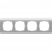 Рамка для розеток и выключателей Werkel Stream 4 поста, цвет серебряный рифленый, SM-82125386