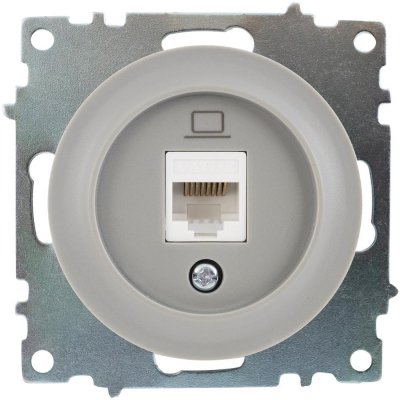 Розетка компьютерная встраиваемая Onekey Florence RJ45, UTP cat 5, цвет серый, SM-82127033