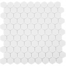 Мозаика стеклянная Hex Antislip 31.7х30.7 см цвет белый
