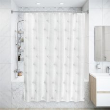 Штора для ванны Fan Art, 180х180 см, полиэстер, цвет белый/серый