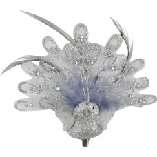 Украшение на зажиме «Павлин» 11 см цвет серебро