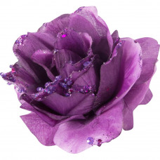 Украшение новогоднее «Цветок с блёстками», 8.5 см, полиэстер, цвет фиолетовый