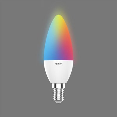Лампа светодиодная Gauss E14 220-240 В 6 Вт свеча матовая 440 лм, регулируемый цвет света RGBW, SM-82279062