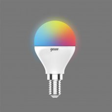 Лампа светодиодная Gauss E14 220-240 В 6 Вт шар матовый 440 лм, регулируемый цвет света RGBW
