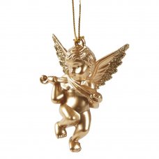Украшение новогоднее «Ангел малый со скрипкой», пластик, цвет золото