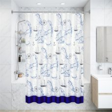 Штора для ванной комнаты «Навигация», 180х200 см, полиэстер, цвет белый