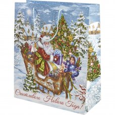 Пакет подарочный «Рождественские сани» 41x49 см