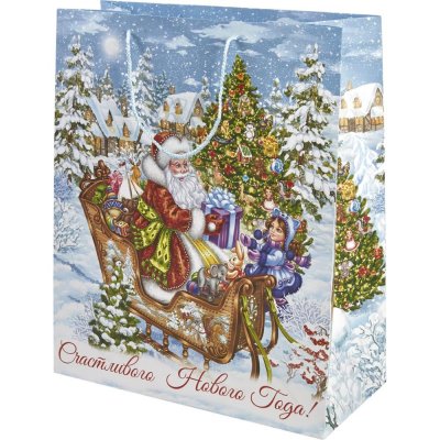 Пакет подарочный «Рождественские сани» 41x49 см, SM-82304862