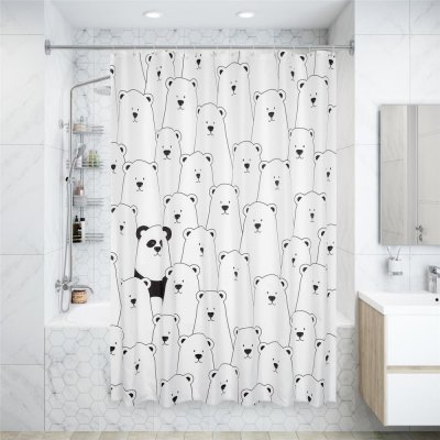 Штора для ванны Panda 180x200 см, полиэстер, цвет белый, SM-82339628