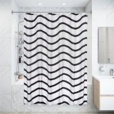 Штора для ванны Тиритака с люверсами 180х200 см, полиэстер, цвет белый