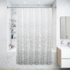 Штора для ванны Confetti 180x200 см, полиэстер, цвет белый/серый