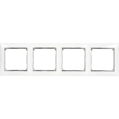 Рамка для розеток и выключателей Legrand Valena 4 поста, цвет белый/серый шёлк, SM-82365940