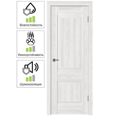 Дверь межкомнатная Классик 2 глухая ПВХ цвет белёный дуб 60x200 см (с замком и петлями), SM-82379655