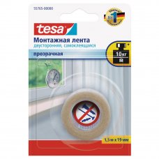 Лента клейкая двусторонняя тонкая Tesa Powerbond 19 мм x 1.5 м цвет прозрачный