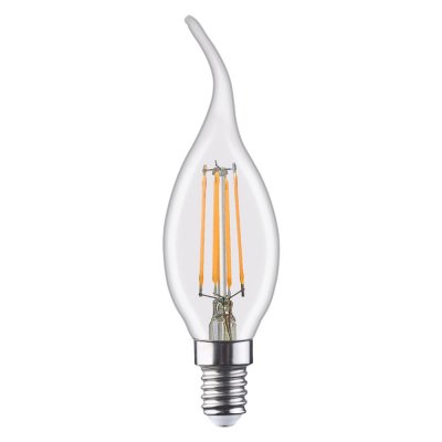 Лампа светодиодная филаментная Lexman E14 220 В 4.5 Вт свеча на ветру прозрачная 470 лм, белый свет, SM-82456312