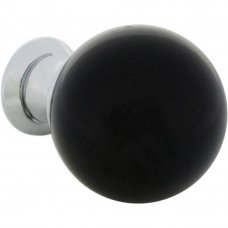 Ручка-кнопка мебельная KF10-12, хром, цвет черное стекло